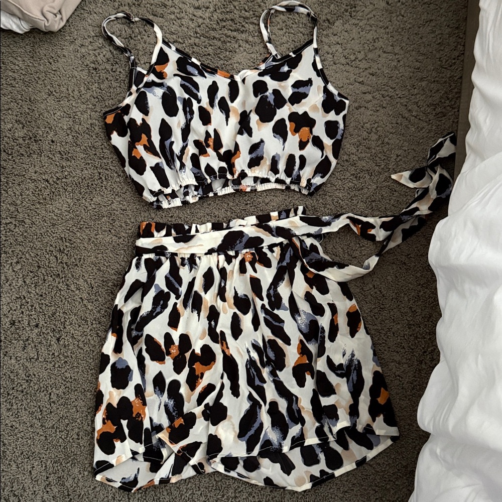 Leopard Print Two-Piece Set